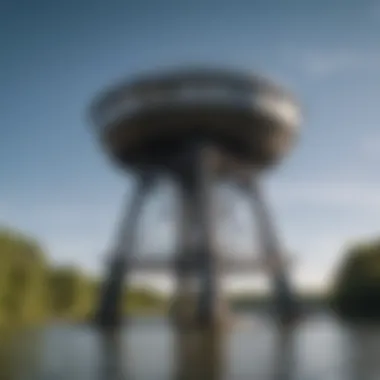 The majestic structure of the Roswell Boat Tower against a clear sky