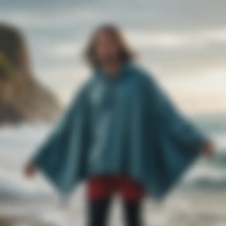 Slowtide Surf Poncho displayed against ocean backdrop