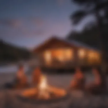 Building Bonds Around the Bonfire Campers enjoying a beach bonfire, fostering community and camaraderie