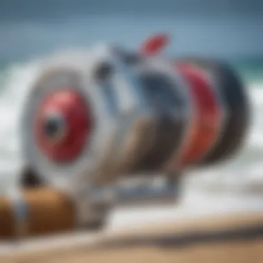 Close-up of surf winch mechanism showcasing its innovative design