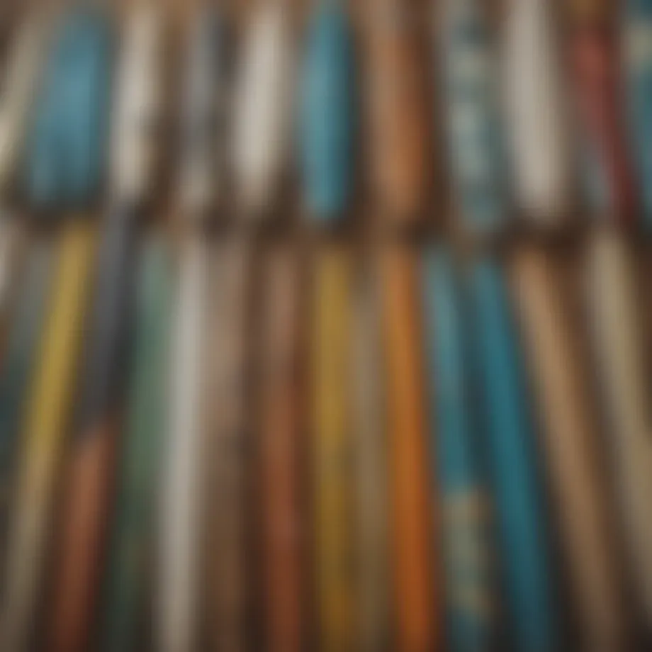 Various types of surfboard fins displayed