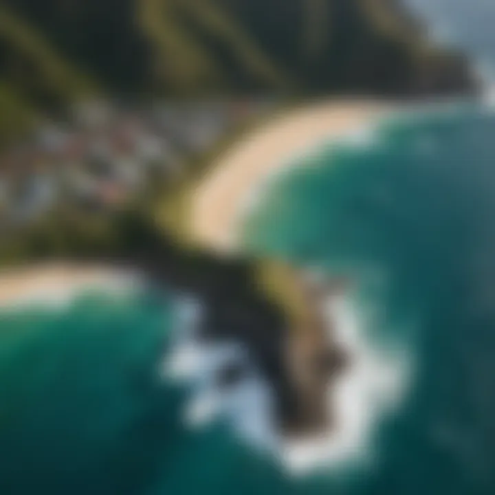 Aerial view of the stunning coastline of North Shore Oahu