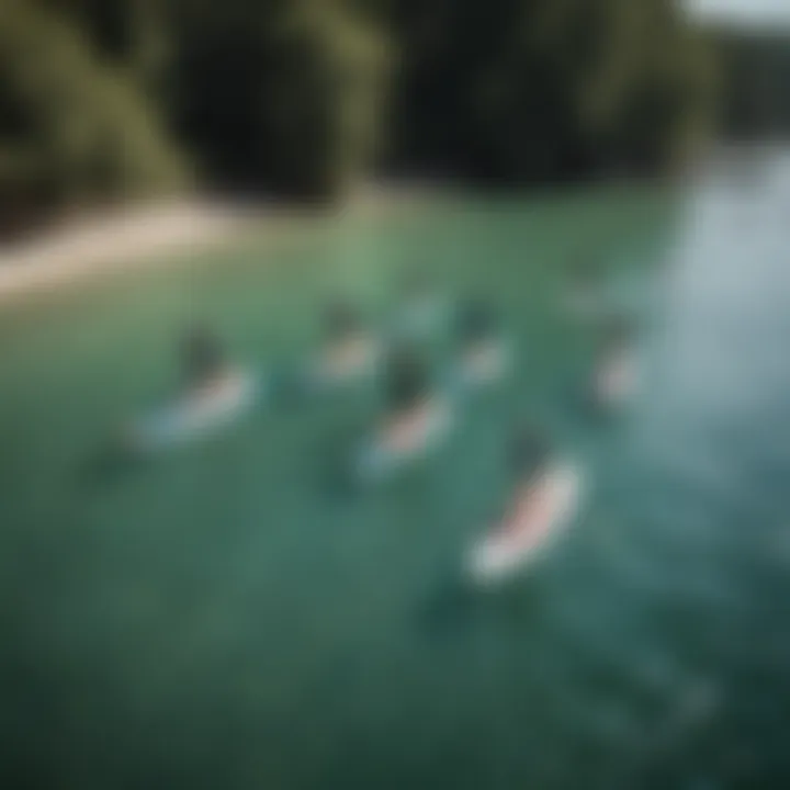 Group of paddlers enjoying a day on wide boards