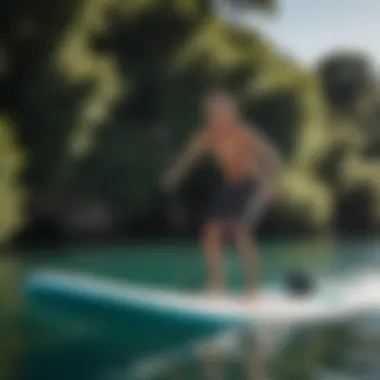 Stability Demonstration on a Wider Board Paddler demonstrating stability on a wider board