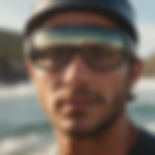 Surfer wearing protective eyewear against sunlight