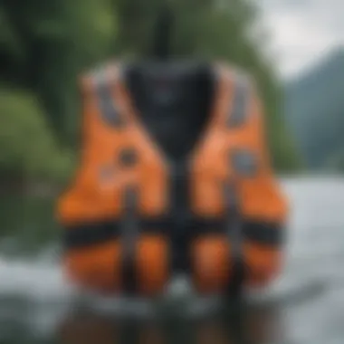 Close-up view of flotation technology in a life jacket