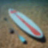 A close-up view of a foldable paddle board showcasing its innovative design.