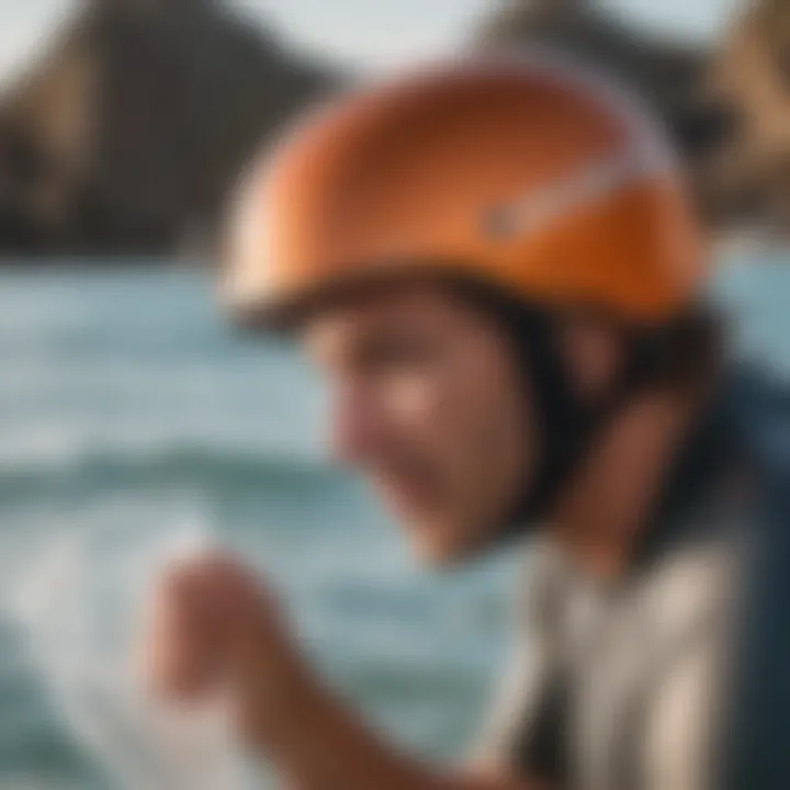 User adjusting the Gath surf helmet for a perfect fit