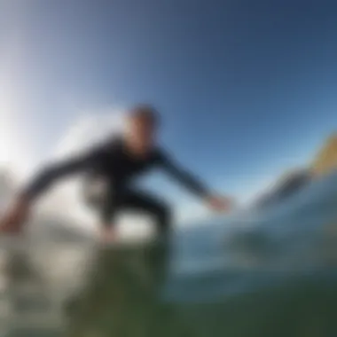 Action shot of a surfer using GoPro clip attachment