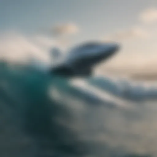 A futuristic jet engine surfboard gliding over the water