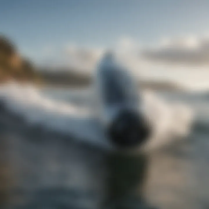 A close-up of the jet propulsion system integrated into a surfboard