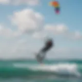 Colorful kites soaring in the sky during a kiteboarding session