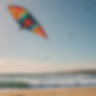 Kite in Action A vibrant kitesurfing kite soaring in the sky