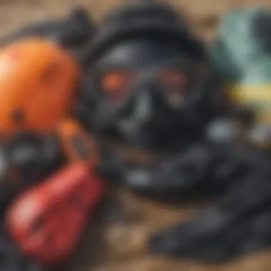 Safety Gear Essentials Essential safety gear for kitesurfing displayed neatly