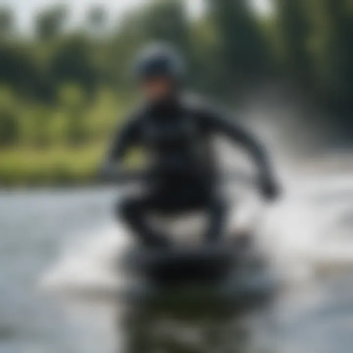 An experienced athlete demonstrating advanced kneeboarding techniques