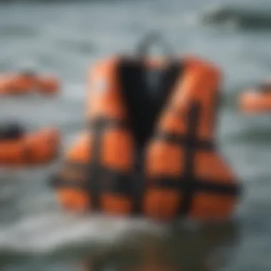 Close-up of a blow-up life vest showcasing its safety features