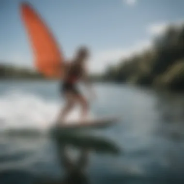 An athlete navigating through water using a Liquid Force foil wing, demonstrating its performance in action