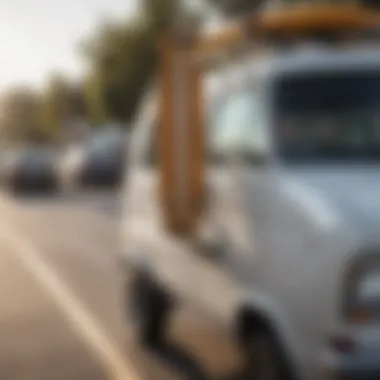 A sleek longboard car rack mounted on a vehicle