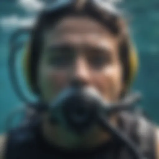 Diver practicing breath control underwater