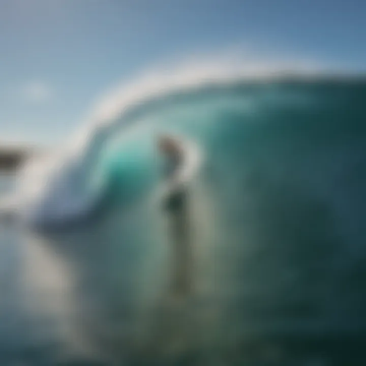 Surfer skillfully riding a powerful wave