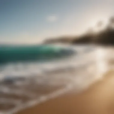 An empty beach showcasing pristine surf conditions