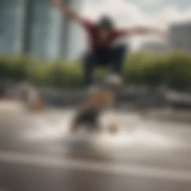 Perfect landing technique post-ollie Skateboarder landing successfully after an ollie