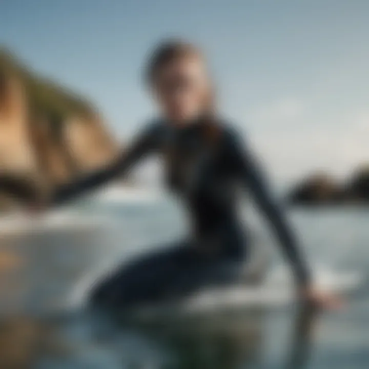 A rider in a Mystic Diva wetsuit in action during a watersport activity