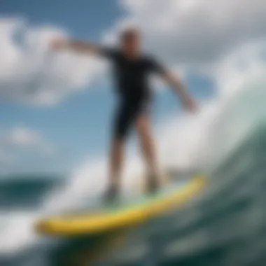 An enthusiastic user enjoying the Naish inflatable wing board in dynamic waves.