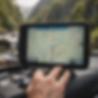 Modern Technology Enhancing Navigation Skills An advanced GPS device displaying coordinates and map layout for navigation