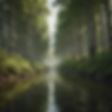 Identifying North Through Natural Indicators A serene landscape featuring a group of trees, with a clear visual of the north direction based on natural signs