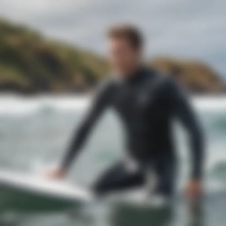 Olaian wetsuit in action during surfing, highlighting fit and functionality