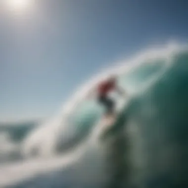 A surfboard adorned with O'Neill branding hitting the waves