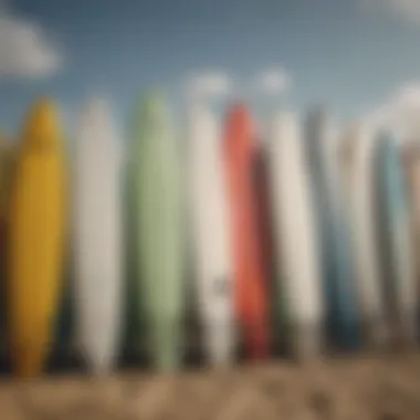 Diverse range of surfboards displayed for online selection