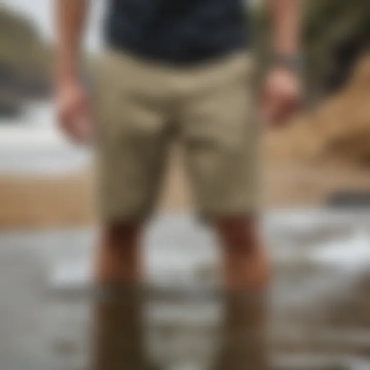 Close-up of the performance features of Quiksilver Union Amphibian Shorts