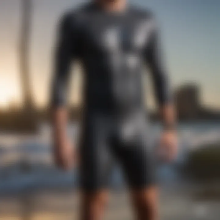 Illustration of proper fit for Rip Curl wetsuit shorts