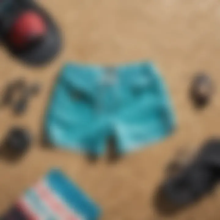 Roxy board shorts displayed alongside other watersports gear