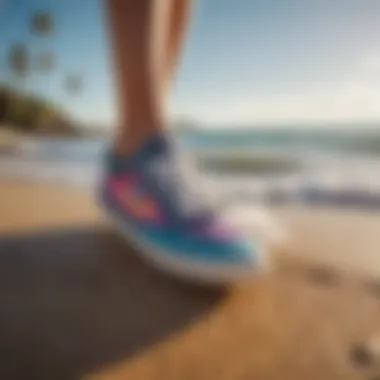 Roxy surf shoes in action on a vibrant beach setting