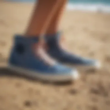 Stylish Roxy surf shoes displayed with surf gear