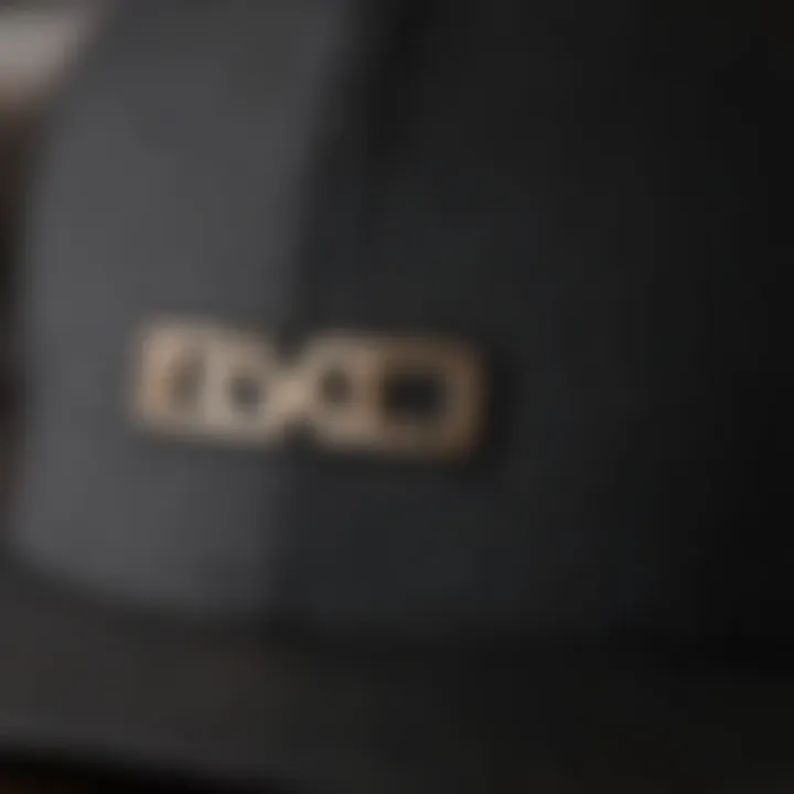 Close-up view of RVCA Flexfit hat fabric and stitching