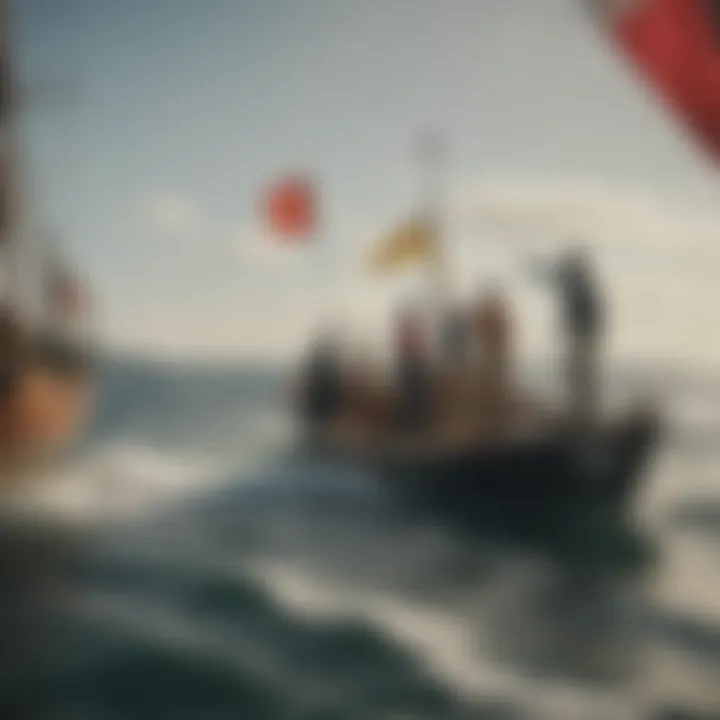 Sailors using signal flags for communication on the water