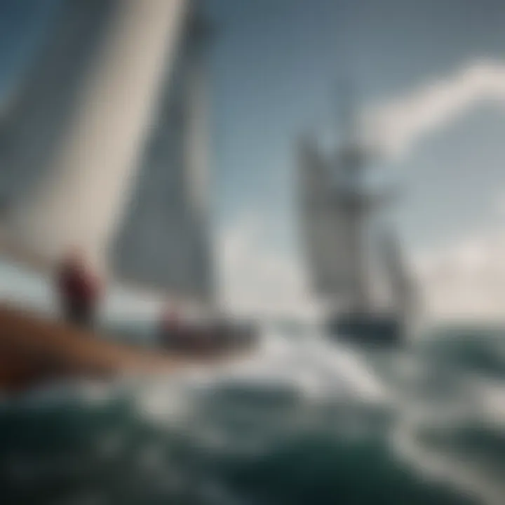 A scenic image depicting sailors adjusting their sails according to wind conditions.