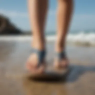 Person wearing flip flops while engaging in water sports