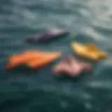 Variety of fins for ocean swimming