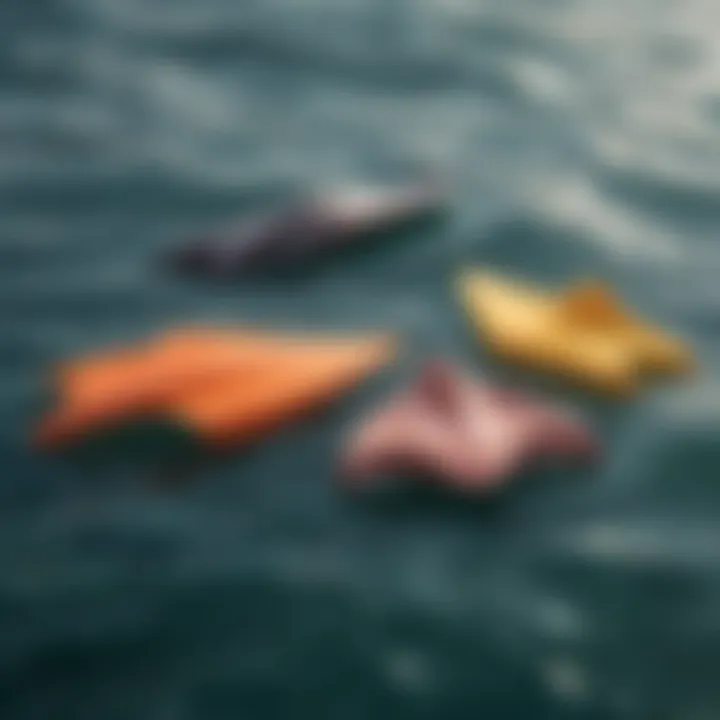 Variety of fins for ocean swimming