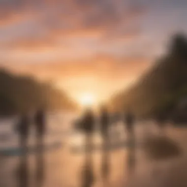 Group of surfers sharing a moment on the beach