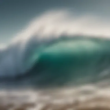 A close-up of ocean waves crashing on the shore