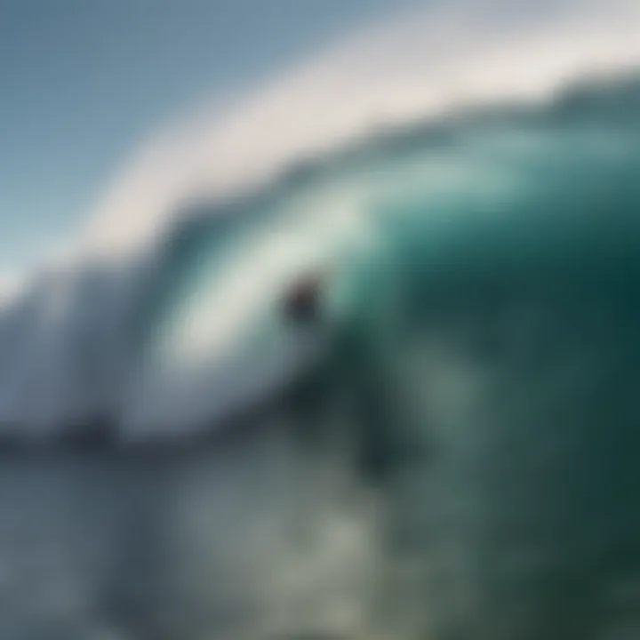 An experienced surfer riding a wave on a Wavestorm surfboard.