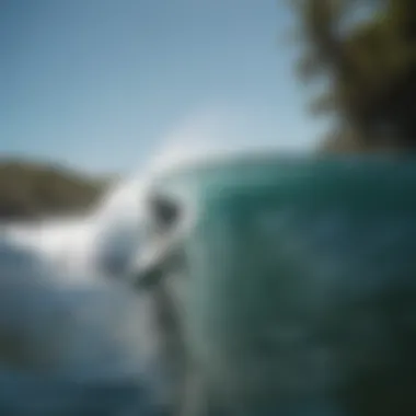 A surfer riding a perfect wave in the crystal-clear waters of Costa Rica