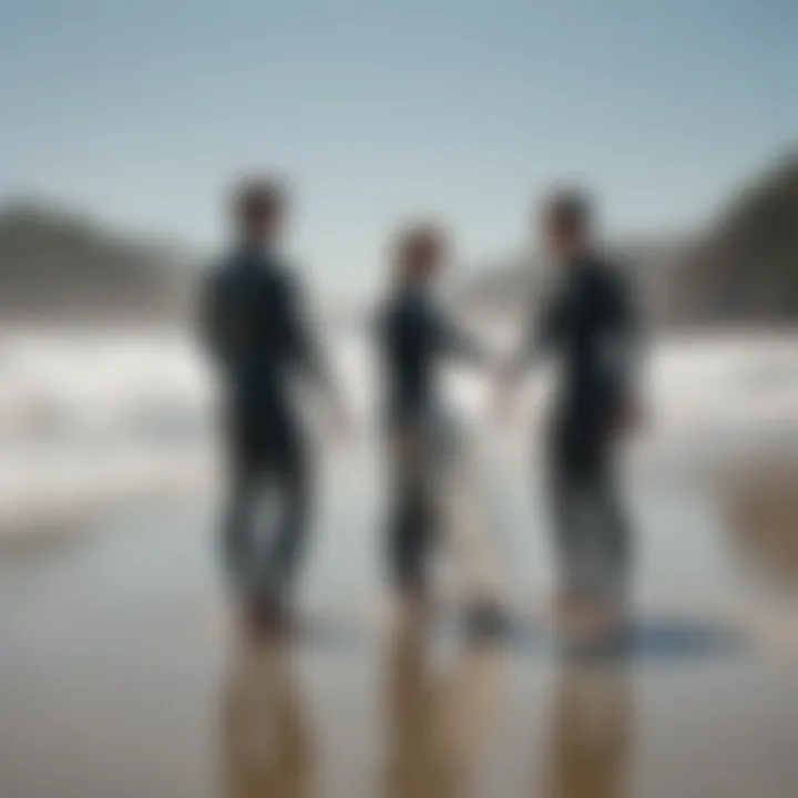 Local surfers discussing techniques on the beach