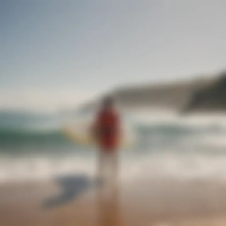 A lifeguard watching over surfers at a beach